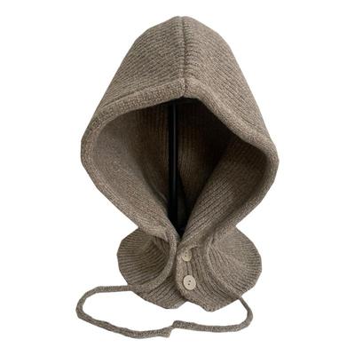 女秋冬毛线针织围围脖一体护耳帽