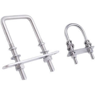 304不锈钢直角u型螺丝支架方形卡方卡扣预埋件螺栓螺杆U型固定件