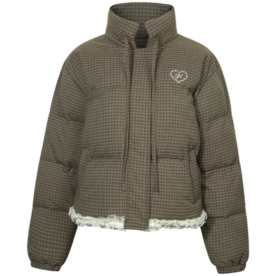 GUUKAHERO复古格纹立领棉服