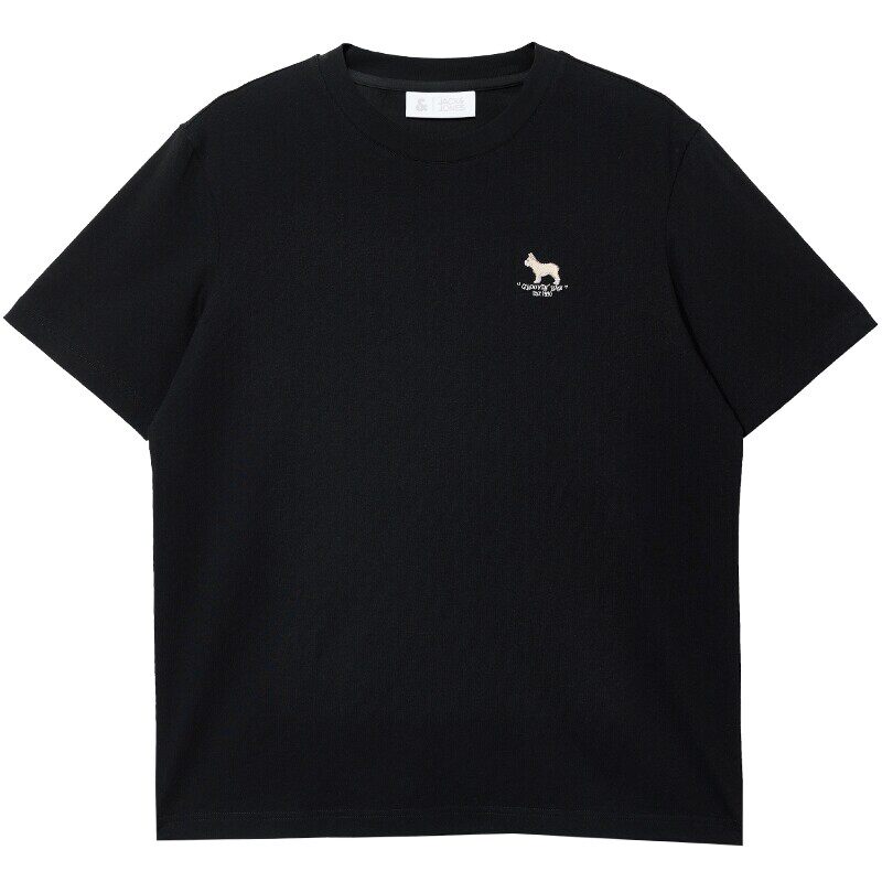 杰克琼斯男春夏新款纯棉法斗犬刺绣短袖T恤舒适纯色情侣装打底衫