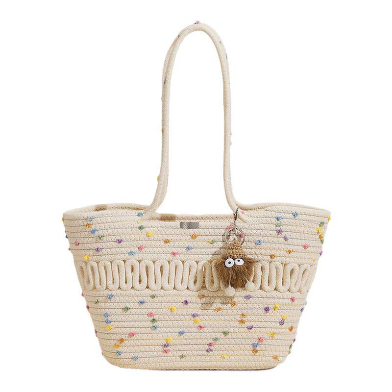 星期六包包女新款斑点大容量编织包手提包托特包时尚单肩包腋下包