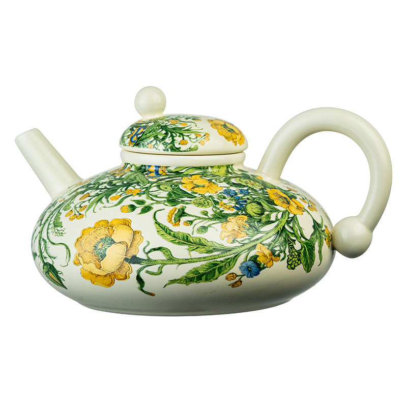 中古油画风月季花水壶杯套装陶瓷