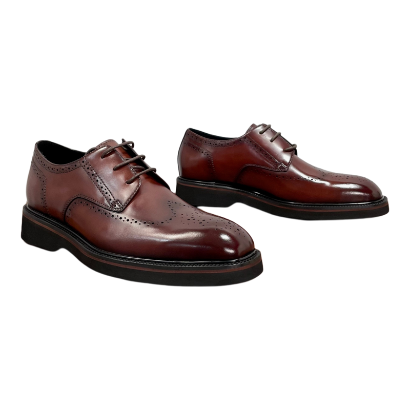 英伦商务正装皮鞋男真皮厚底布洛克雕花系带德比鞋男鞋舒适复古鞋