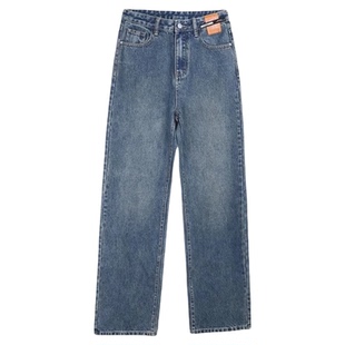 窄版阔腿裤女2026年春季新款流行复古小个子梨形高腰直筒牛仔裤子