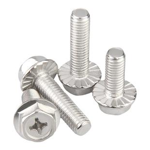 泽克304不锈钢十字外六角法兰螺丝钉带介带垫访华螺栓M5M6M8M10mm