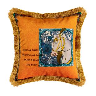 美式轻奢抱枕样板房奢华沙发客厅靠垫床头靠背靠垫套流苏抱枕套