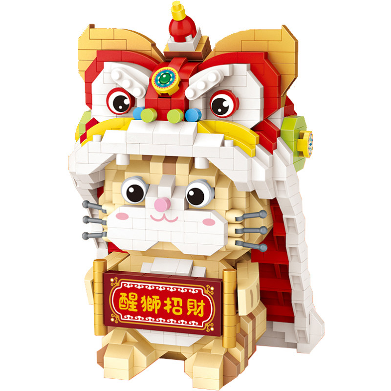 醒狮招财猫新年礼物LOZ/俐智积木
