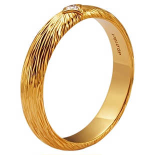 超定原创设计戒指足金999黄金定制情侣对戒七夕生日礼物 烟花