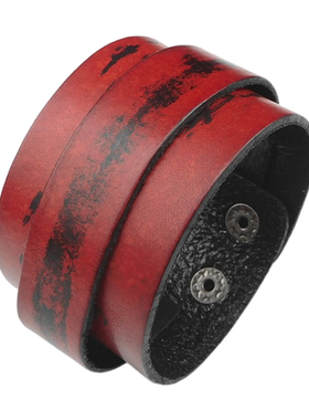 深绿黑色树皮纹复古牛皮朋克手链