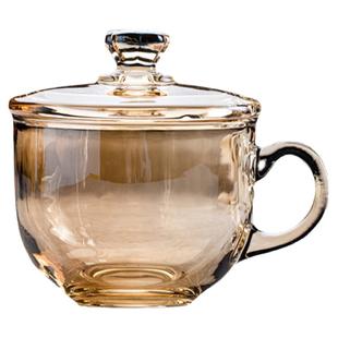 水杯玻璃杯带把手带盖耐高温无铅喝水杯家用女高颜值燕麦早餐杯子