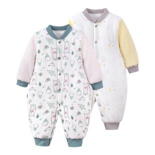 哥比兔新生儿衣服秋冬婴儿保暖连体衣宝宝冬季衣服夹棉连体衣纯棉