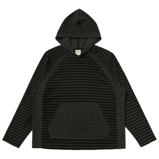 Mentmate 25AW 秋冬日系街头黑灰条纹连帽衫男长袖毛巾料打底内搭