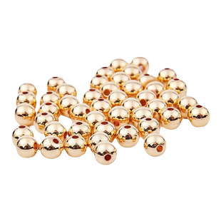 镀18k金铜珠散珠diy配件手链手串铜珠子14K金色小金珠隔珠材料
