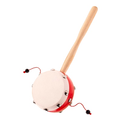 拨浪鼓哗啦棒老式手工非遗羊皮牛皮新生婴儿可啃咬传统木质儿童