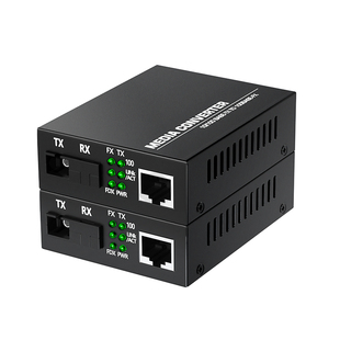 阿卡斯 百兆单纤光纤收发器12V供电光电转换网络光端机光钎收发器SC接口转换器网络视频监控信号20KM 一对