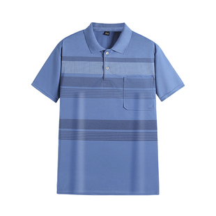 爸爸T恤短袖纯棉中年男士春夏季POLO衫中老年人男装宽松翻领半袖t