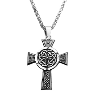 潮牌原创设计复古凯尔特结十字架吊坠嘻哈男女帅气钛钢不掉色项链