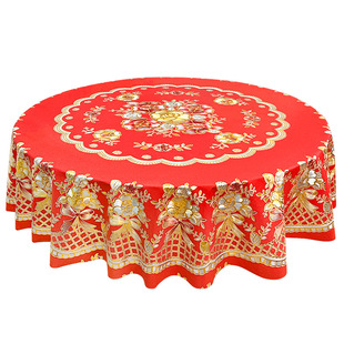 新款PVC桌布防水防油免洗防烫圆形餐桌布家用酒店大圆桌布厚台布