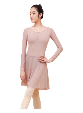柏屋舞蹈体服长袖连体服拼接圆领