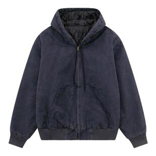 重磅秋冬自主J130水洗做旧连帽夹克vintage美式复古外套男女同款