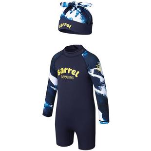 韩国BARREL儿童泳衣幼儿连体套装 可爱带帽游泳海边玩水长袖防晒
