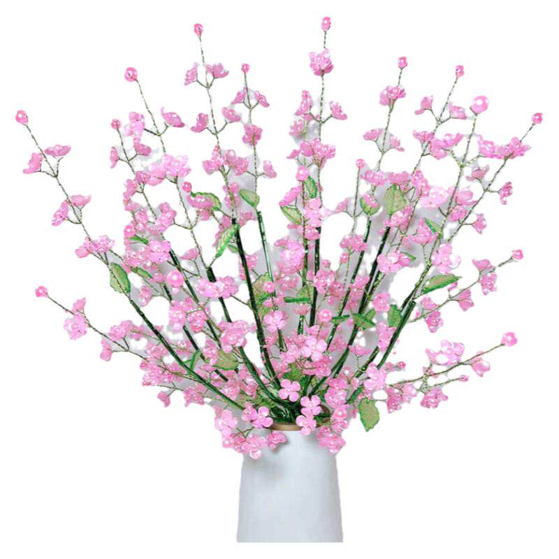 小清新茉莉花仿真桃花枝假花干花摆件客厅餐桌装饰品插花塑料花束