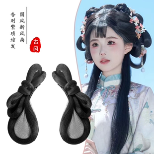 古装汉服假发髻头饰古装新款蝴蝶结清汉女子盘发造型古风发包