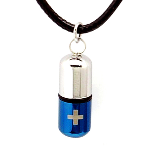 户外便携式药瓶急救心脏小药盒 钛钢香水瓶情侣项链密封子弹头潮