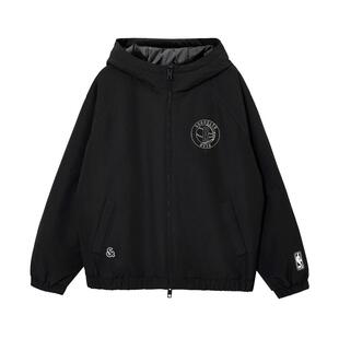 绫致杰克琼斯春棉服宽松连帽双头拉链NBA联名布鲁克林球队上衣潮