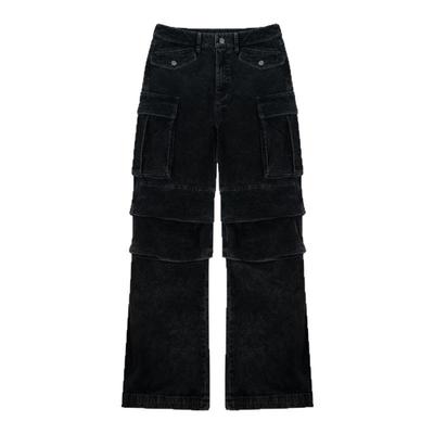 ANTIDOTE灯芯绒重工洗水工装裤男层次感拼接复古大口袋阔腿长裤子