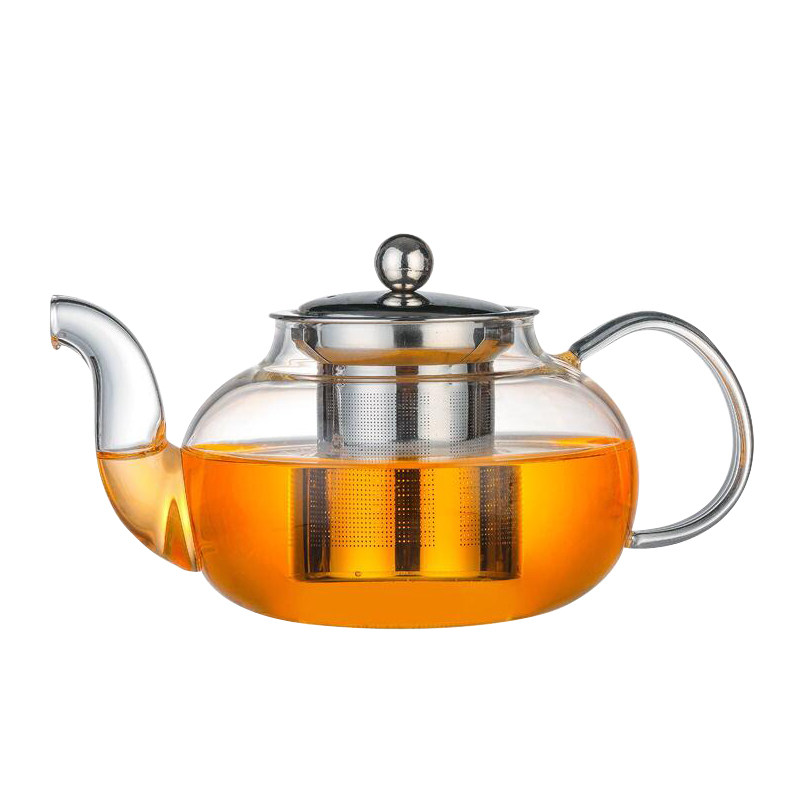 加厚透明耐热高温玻璃红套装茶壶