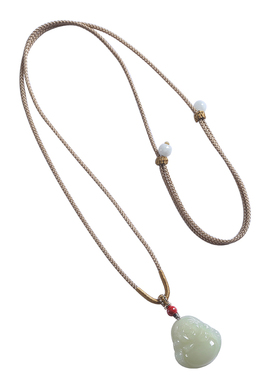 天然和田玉真品玉石佛公吊坠女款弥勒佛笑佛大玉佩平安护身符项链