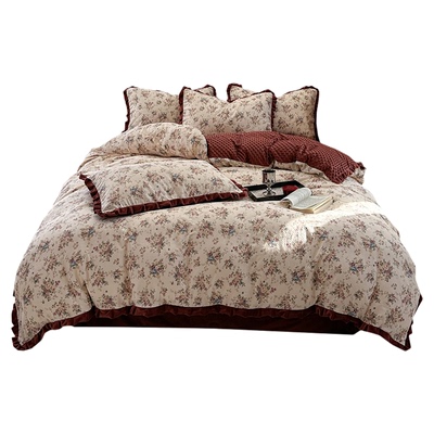 纯棉双层纱+豆豆绒床上四件套