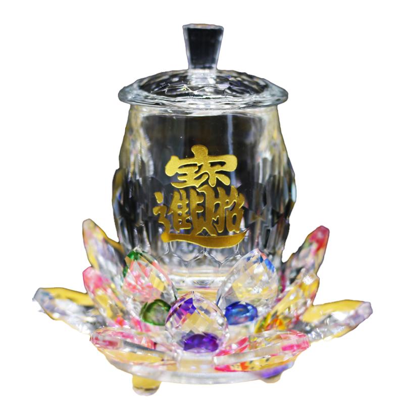 佛堂供水圣水杯春节桌面摆件莲花