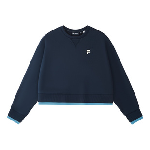 FILA FUSION斐乐潮牌圆领运动卫衣女2026新款官方假两件短款上衣