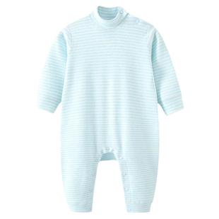 连体衣婴儿纯棉高领加厚男女宝宝无骨长袖爬服秋冬季内衣保暖睡衣