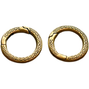 纯黄铜圆形弹簧开扣钥匙圈铜环扣创意立体实心环个性搭配五金配件