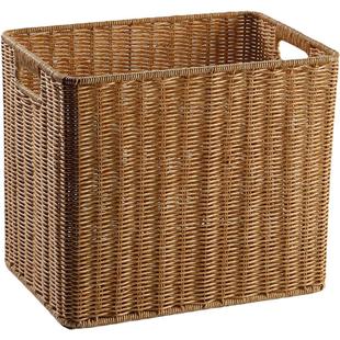 家好点仿藤编收纳筐手工编织客厅储物框家用格子柜置物桌面杂物篮