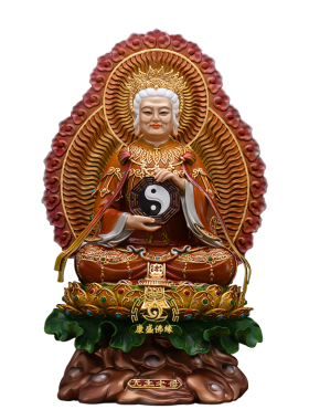 纯铜丹彩贴金无生老母神像摆件