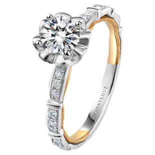 梵尼洛芙 蓓蕾钻戒18k金双色戒环1克拉钻石戒指GIA正品求婚戒指女