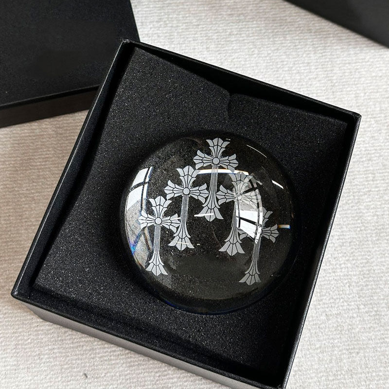thumbnail for European-style light luxury, cross carving, crystal glass, hemispherical table ornaments, handicrafts, paperweights, gift boxes