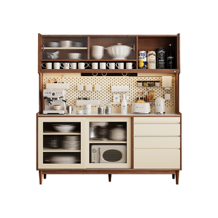 客厅酒柜实木餐边柜一体靠墙2025新款厨房储物多功能茶水柜收纳柜