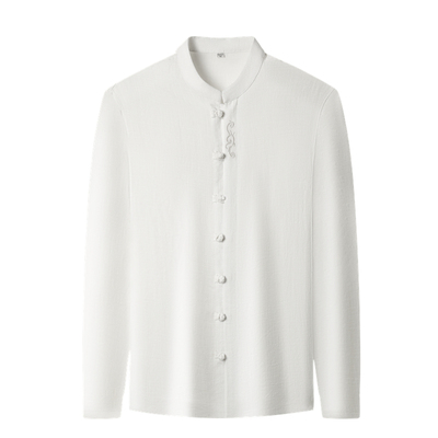 中国风刺绣盘扣立领长袖衬衫