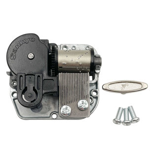 Sankyo音乐盒机芯18音银色标准发条手摇八音盒diy维修配件带旋钮