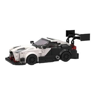 日产尼桑370Z低趴跑车模型赛道版moc积木小颗粒益智拼装玩具8格车