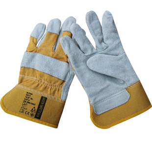 短款牛二层皮电焊手套焊接焊工防护手套耐磨隔热耐高温劳保手套