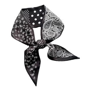 新款丝巾法式腰果花飘带女百搭装饰领巾绑包扎发长条双面领巾