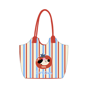 设计师款可爱卡通单肩包便当包上班饭盒袋便携妈咪包手拎帆布包女