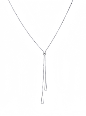 极简三角形抽拉项链高级感轻奢小众配饰品高领大气秋冬男款毛衣链