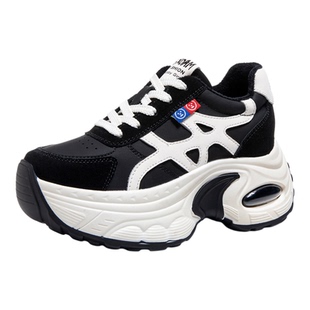 真皮加绒内增高休闲鞋女冬季新款百搭厚底运动棉鞋松糕炸街老爹鞋